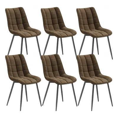 Produktbild von WOLTU Esszimmerstühle 6er-Set, Polsterstuhl mit Rückenlehne, bis 150 kg belastbar, Sitzfläche aus Samt, Metallbeine, Braun