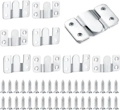 Produktbild von Premium Set mit 10 Fotolijsthaken für schwere Lasten - Rostfreie Stahlmeubelverbinderhaken - Foto-Spiegel-Wandhalter - 53 x 30 mm