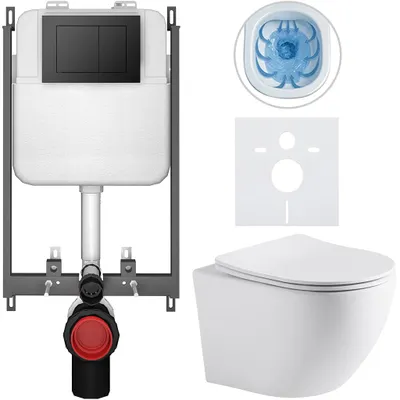 Imagen del producto de Conjunto de inodoro empotrado Cesso - blanco mate - con botón Prime/Maxio, - para empotrar - 49x36 cm