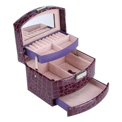 Produktbild von 3-lagige Schmuckaufbewahrungsbox für Halsketten und Ringe – Geschenkidee für Damen, Haushaltsartikel
