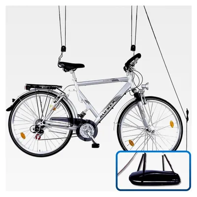 Produktbild von Dachboxhalterung für die Garage - Deckenlift für Dachboxen - Garagenlift - Deckenlift - Dachbox Seilzug - Fahrradlift Deckenhalter - XL - bis 57 kg
