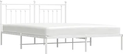 Productafbeelding van vidaXL Bedframe met hoofdeinde, metaal, wit, 160x200 cm