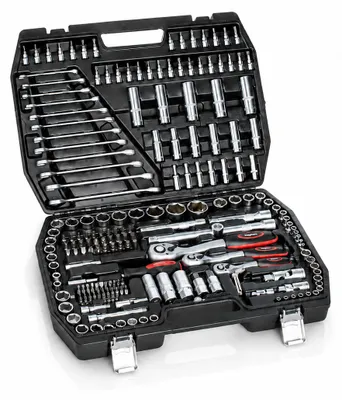 Produktbild von Mephisto Ratschenkoffer Premium XXL 216-teilig mit Chrom, Vanadium Werkzeug, KI-generiertes Bild