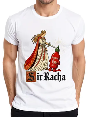 Zdjęcie produktu dla Sos Sir Racha, "Rycerz" (Mittelalter), koszulka męska, biała, rozmiar M