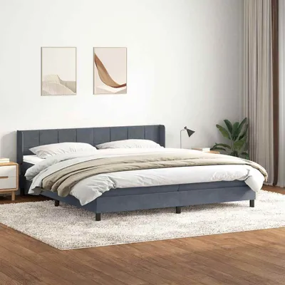 Zdjęcie produktu dla Maison Exclusive - Łóżko typu Box Spring z materacem Ciemnoszary 180x220cm Aksamit