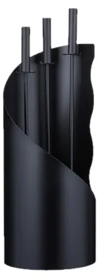 Produktbild von Relaxdays Kaminbesteck, modern, 4-teilige Kamingarnitur mit Schürhaken, Ascheschaufel, Kaminbesen & Ständer, schwarz