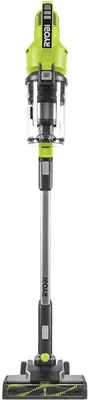 A Ryobi ONE+ 18V cordless stick vacuum cleaner is shown against a white background.