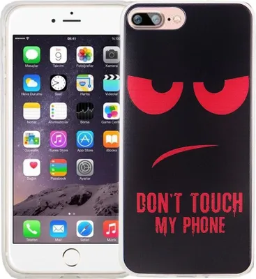 Produktbild von Handy Hülle für Apple iPhone 8 Plus Cover Case Schutz Tasche Motiv Slim Silikon TPU Dont Touch my Phone Rot