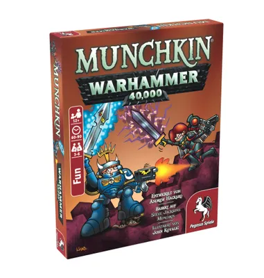 Produktbild von Pegasus Spiele Munchkin Warhammer 40.000 Kartenspiel, Familienspiel, 3-6 Spieler, 60-90 Min., 158x126x22mm (HxBxT), Mehrfarbig, 17015G