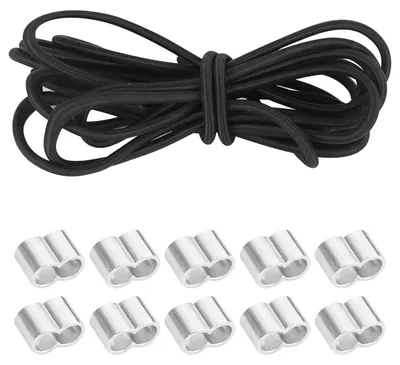 Image de Corde élastique noire de 6 mètres avec 10 pinces de tension