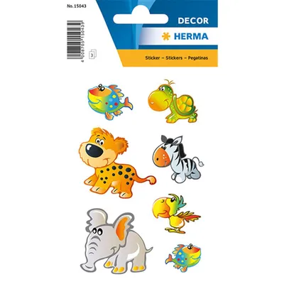 Image de Herma DECOR : autocollants d'animaux pour enfants, couleur : multicolore, 3 feuilles / 21 autocollants