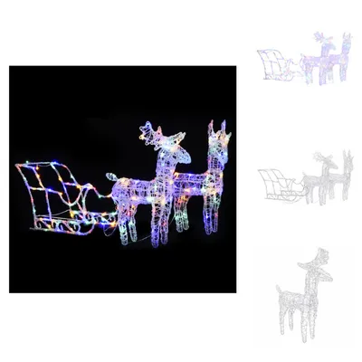 Zdjęcie produktu dla vidaXL Renifer i sanie dekoracja świąteczna 160 LED 130 cm akryl - oświetlenie świąteczne