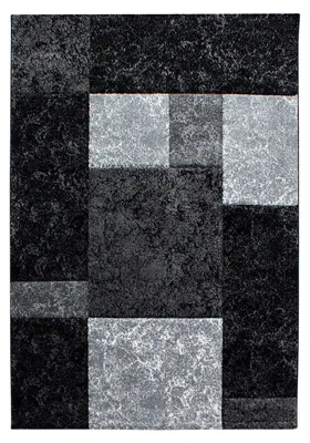 Produktbild von Kurzflor Teppich Hara rechteckig, Farbe: Schwarz, Größe:240x340 cm