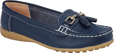 Produktbild von Boulevard - Damen Sattel Schlupfschuhe, Aktion Leder DF2508 (42 EU) (Marineblau)