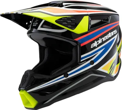 Obrázok produktu pre prilba S-M3 WURX, ALPINESTARS, detská (čierna/žltá fluo/modrá/červená, veľkosť M)