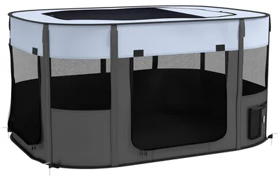 Produktbild von Spielgehege fš¹r Haustiere faltbar mit Aufbewahrungstasche fš¹r Welpen fš¹r Haustiere zu Hause und unterwegs