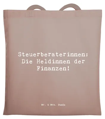 Produktbild von Mr. & Mrs. Panda Jutetasche Spruch Steuerberaterin Heldin - Braun Pastell - Geschenk, Shopping Tasche, Einzigartig, Tote Bag, Berufsgestaltung, Beruf, Freude, Schultasche