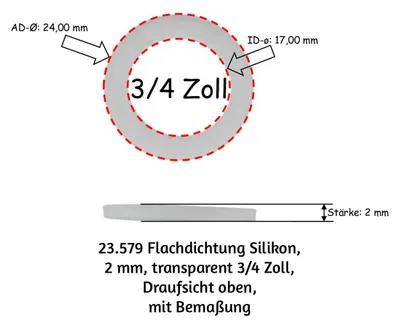 Obrázok produktu pre Silikónové tesnenie, ploché, 2 mm, priehľadné, 3/4 palca