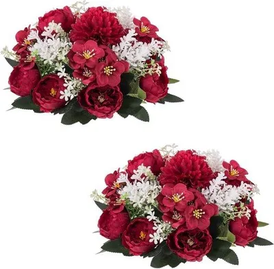 Produktbild von Famanu Kunstblumen Pioenrose - Karmijnrot, 2 Stück