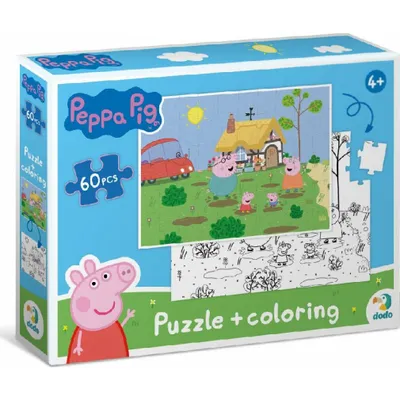 Obrázok produktu pre Obojstrann puzzle Prasiatko Peppa: Na chalupe 60 dielikov