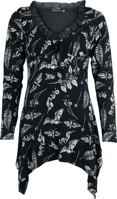 Produktbild von Jawbreaker Langarmshirt Damen Herbat Bat Blouse schwarz/weiß S