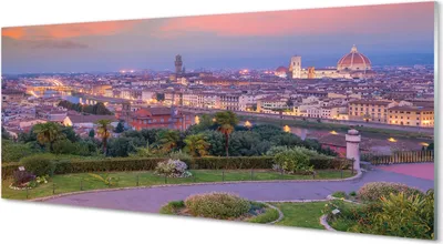 Produktbild von Glasbilder 125x50 Wandkunst Italien Panorama Fluss