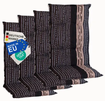 Produktbild von NYVI Gartenstuhl Auflagen Hochlehner 4er Set Barcelona - UV-Beständig, Atmungsaktiv, Strapazierfähig - Hochlehnerauflagen Sitzkissen Outdoor - Sitzauflagen für Gartenstühle 118x50cm Bangui Grau