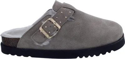 Produktbild von Scholl Benny Clog Dark Beige Suede + Fur - Veloursleder mit Fell 39