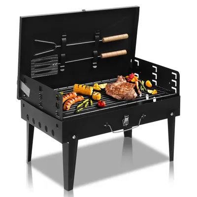 Obrázek produktu pro Zahradní gril FCH, gril na dřevěné uhlí 44 x 27 x 47 cm, cestovní gril, kempingový gril, skládací gril, přenosný gril na kempování, piknik a terasu