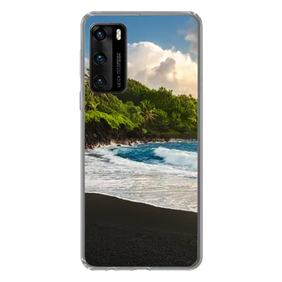Produktbild von MuchoWow® Handyhülle Schutzhülle Hülle für Huawei P40 Ein schwarzer Sandstrand auf Hawaii Silikon Softcase Handy Hülle - Handytasche