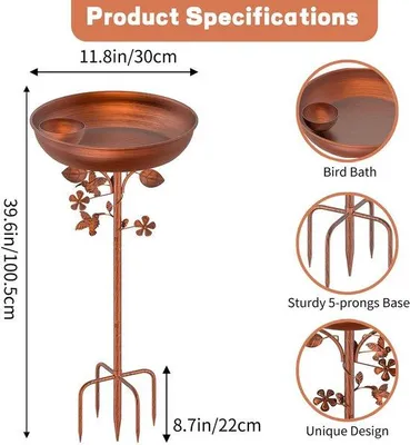 Produktbild von Metallenes Vogelbad für Draußen - Vogelbad und Futter - 100,6 cm