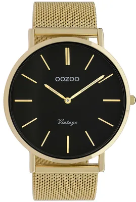 Immagine prodotto di Oozoo Orologio da donna vintage con bracciale Milanaise in acciaio inossidabile a maglia grossa 44 mm - Variante: oro/nero