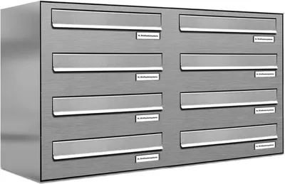 Produktbild von 8er V2A Edelstahl Briefkasten-Anlage Tür- Zaundurchwurf