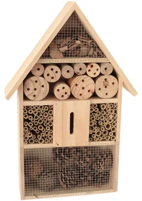 Image de Hôtel à insectes de 50 cm, en bois, pour le jardin, idéal pour les abeilles et les papillons, aspect naturel, poids : 2,5 kg