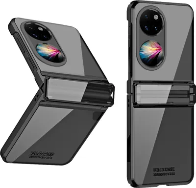 Produktbild von Hülle für Huawei P50 Pocket Ultradünne Überzug Kristall Klar Schutzhülle mit Scharnierschutz Schwarz