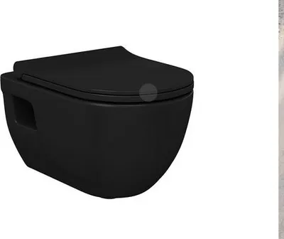 Produktbild von Taharet Duschwc Spülrandloses Hänge WC Matt Schwarz Black WC Toilette , Softclose Deckel