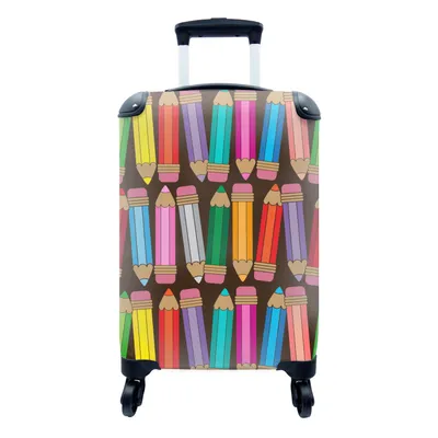 Produktbild von MuchoWow® Koffer Handgepäck Trolley Rollkoffer Kleine Reisekoffer mit 4 Rollen - Bleistift - Muster - Abstrakt - Regenbogen - Cabin Size < 55x40x23 cm & 55x40x20 cm - Fotokoffer - Kabinenkoffer - Boardgepäck - Reise-Box - Reisekoffer - Reisegepäck - Koffer mit Bild - Trolley für Kinder
