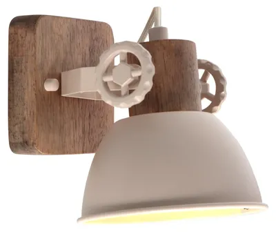 Immagine prodotto di Mexlite - faretto - Gearwood - crema - legno metallo - faretto a superficie - E27 - 7968CR