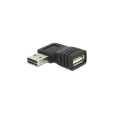 Produktbild von Delock Adapter EASY-USB 2.0-A male > USB 2.0-A female angled left / right - Gender Changer USB - USB (W) zu USB (M) - 90° Stecker - Schwarz