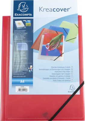 Produktbild von Exacompta 25x Sammelmappe A4 PP 3 Klappen + Gummizug violett Rot 55185E