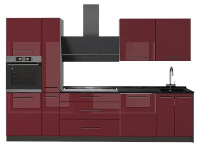 Obrázek produktu pro Kuchyňský kout Vicco Fame-Line Bordó červená vysoký lesk/Antracit 310 cm bez pracovní desky, Model 64275