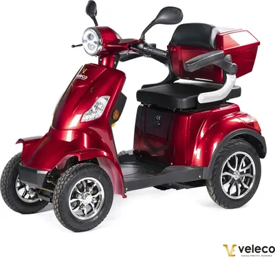 Produktbild von Veleco Faster - 4-Rad Seniorenmobil - 1000W - Fertig montiert - Abschließbarer Stauraum - Alarm Elektromobil - USB - Mobilitätsroller (Rot)