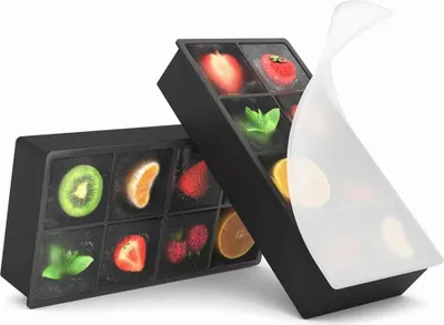 Zdjęcie produktu dla Forma do kostek lodu, zestaw 2 dużych silikonowych pojemników na kostki lodu, silikonowe formy do kostek lodu z pokrywką (5 cm),