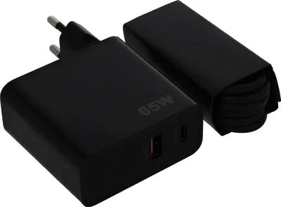 Produktbild von Emiro 65W Super-Schnell-Ladegerät für Xiaomi Mi Mix 2s, 3, 3 5G + 1m Typ-C Kabel 3A Netzteil 3000mAh schwarz Typ-C Adapter + 3.0 USB-A Quick-Charge Travel-Charger + Emiro Pad