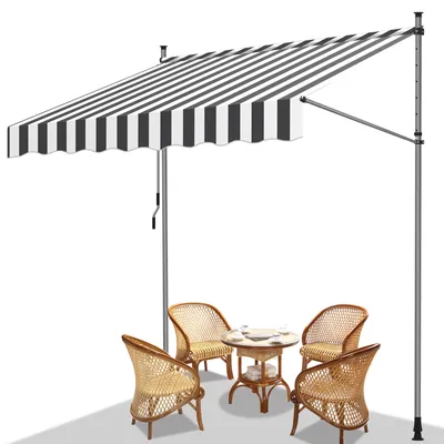 Immagine prodotto di Jiubiaz tenda da sole a morsetto tenda da sole per balcone tenda da sole per giardino resistente ai raggi UV tenda da sole a bracci pieghevoli bianco grigio 4M