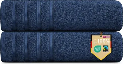 Produktbild von 2er Set Saunatücher Plain dunkelblau 90x200 : Dunkelblau : 90x200