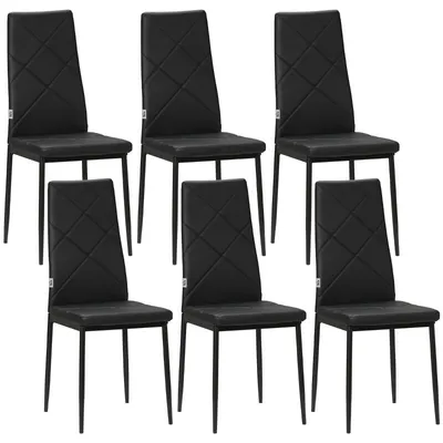 Produktbild von Esszimmerstühle – 6-teiliges Set – Ergonomische Rückenlehne – Stahlbeine und Polsterung – 41 x 50 x 97 cm – Schwarz