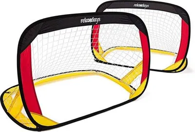 Produktbild von Famanu Pop-Up Fußballtore Set von 2 - 80 x 119 x 83 cm - Schwarz Rot Gold