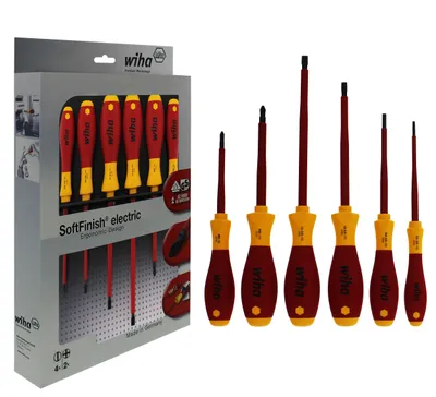 Productafbeelding van WIHA schroevendraaierset 320NK6, conform IEC60900:2004, met platte kop, meercomponenten handgreep voor extra grip