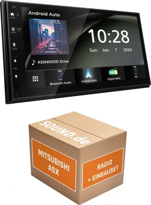 Produktbild von Autoradio Einbaupaket Kenwood DMX5023DABS passend für Mitsubishi ASX + Rückfahrkamera | Apple Carplay Android Auto APP Spiegelung